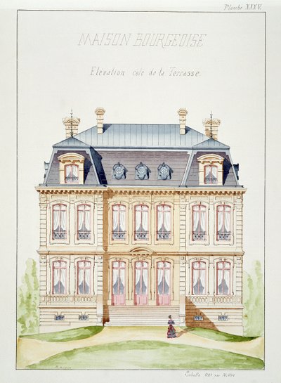 Elevazione di una casa per la borghesia, tavola XXXV, da un folio di disegni, c.1870 da H. Monnot